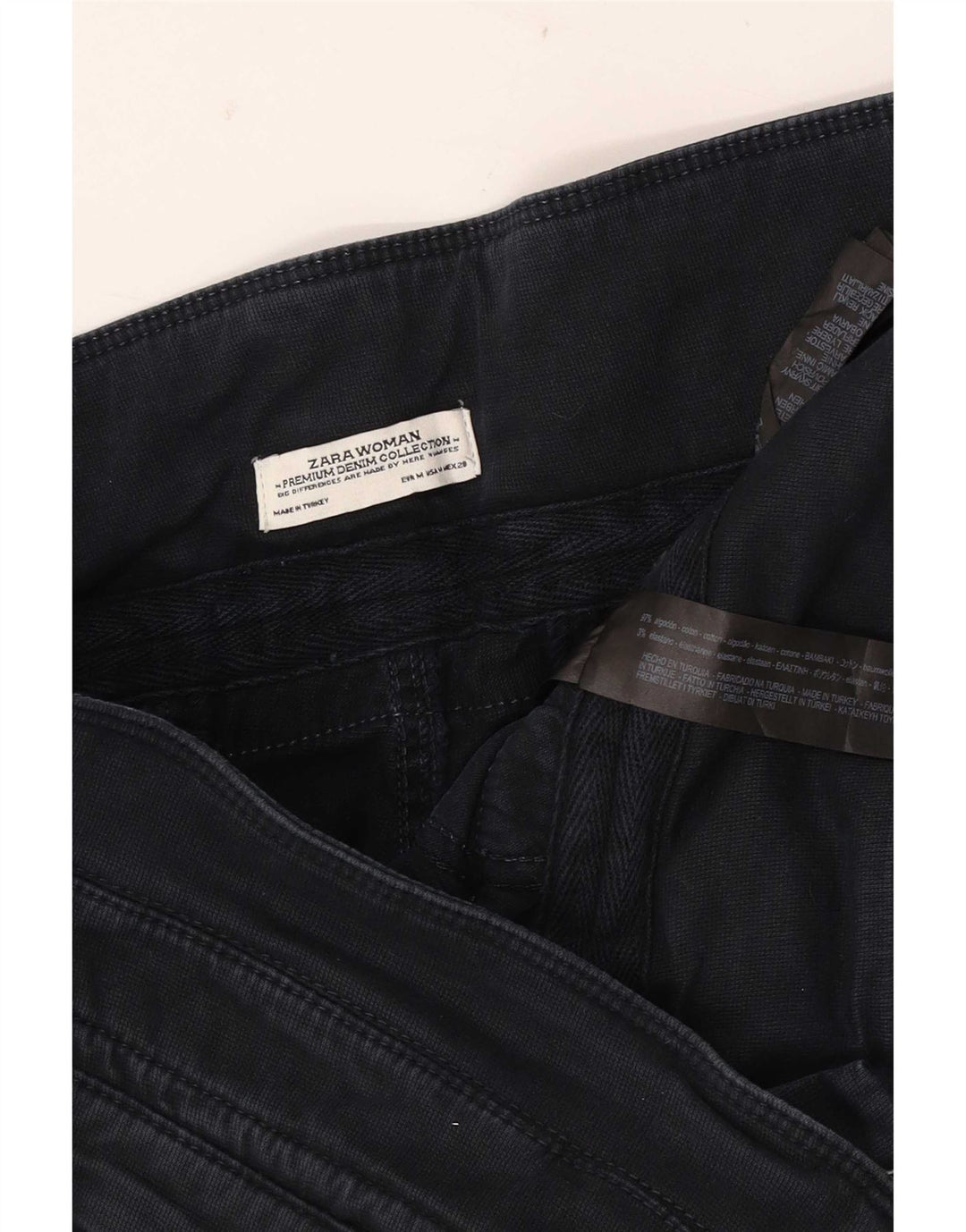 Zara Womens Cargo Cropped Trousers Medium W28 L25 Navy Blue Cotton