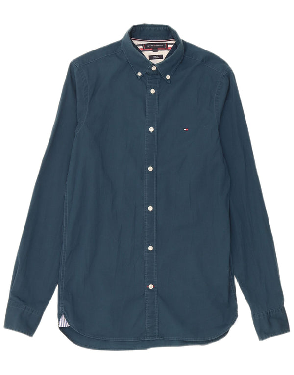 Tommy Hilfiger Camisa elástica ajustada para hombre XS Algodón azul marino