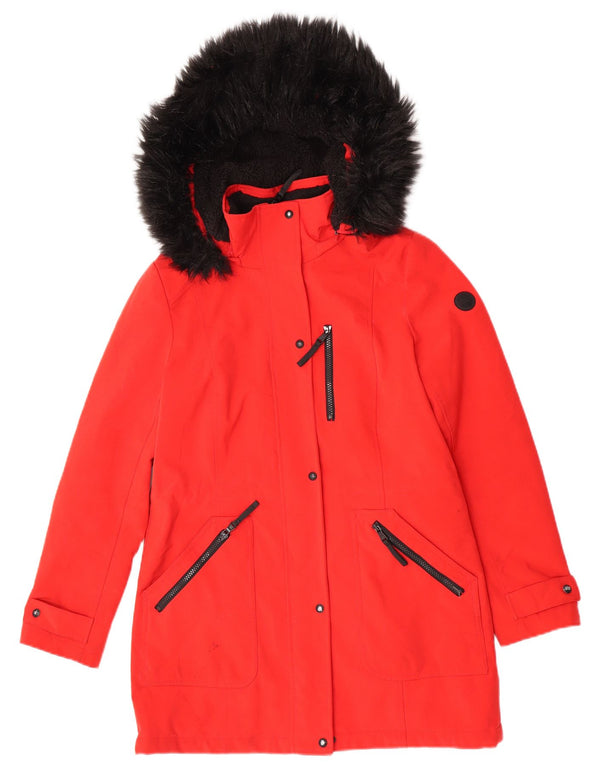 Calvin Klein Parka con capucha para mujer UK 10 Small Red Poliéster