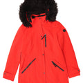 Calvin Klein Dame Hooded Parka Jacket UK 10 Small Red Polyester