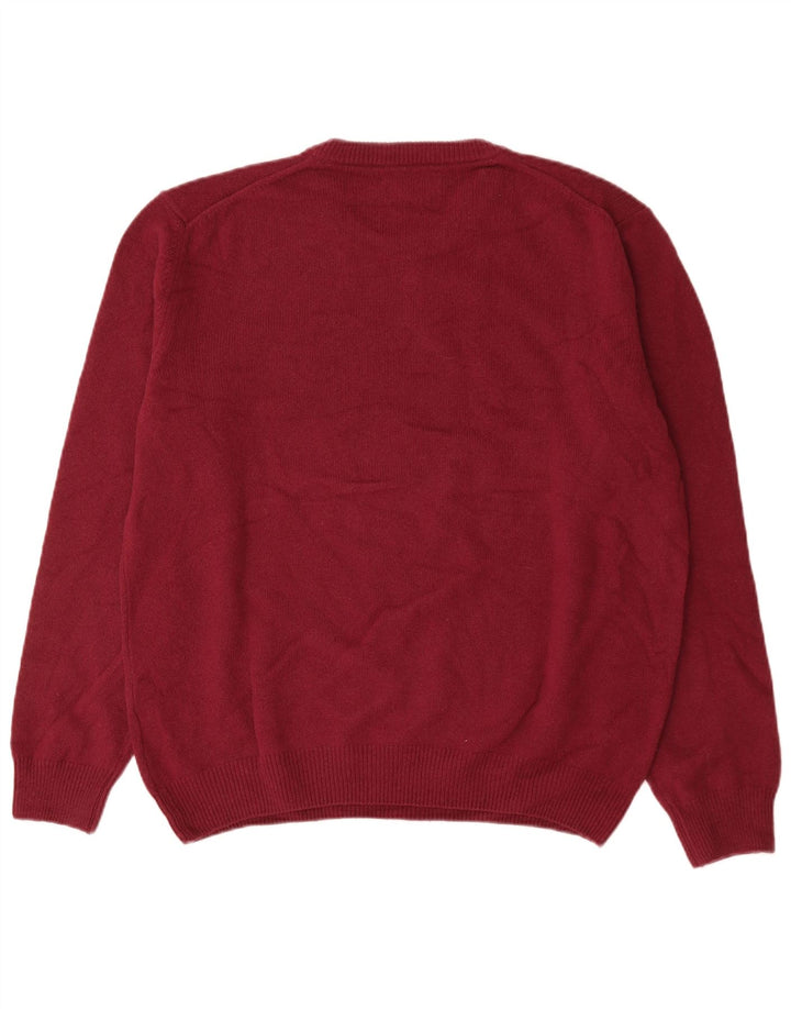 Marlboro Classics Mens Crew Neck Jumper Sweater 2XL Burgundy Wool