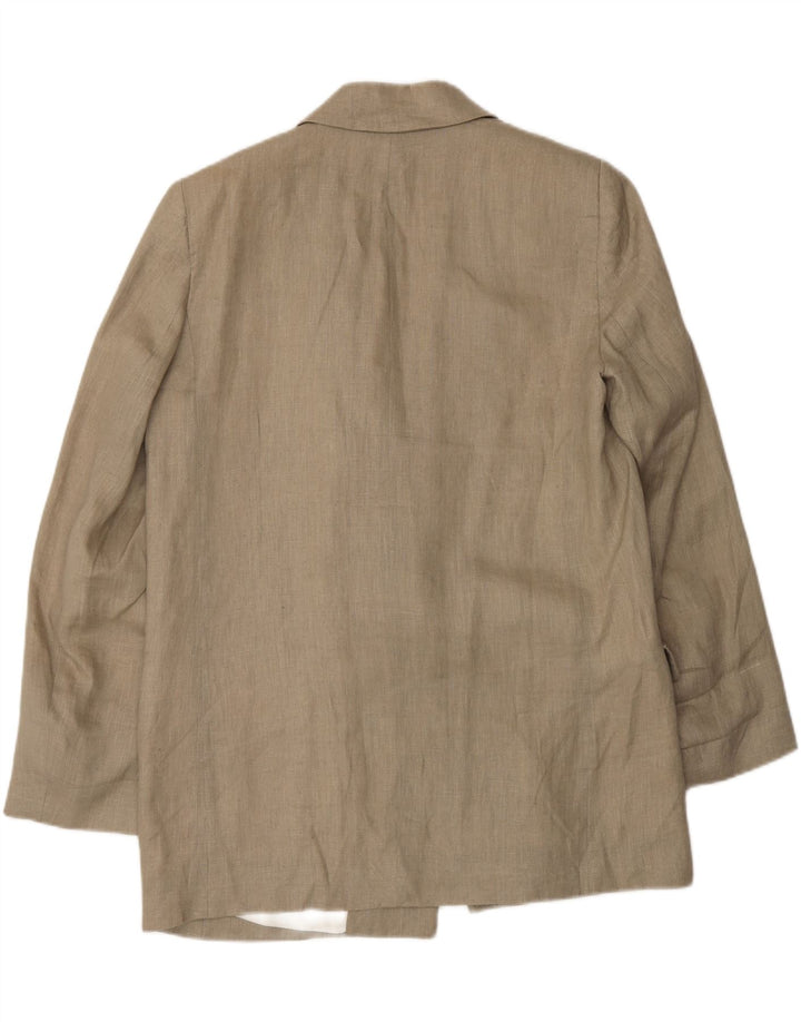 Zara Womens Open Blazer Jacket UK 16 Large Beige Linen