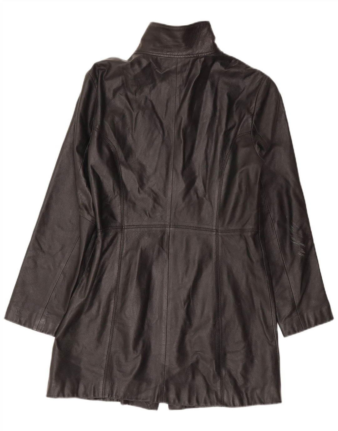 Tommy Hilfiger Womens Leather Coat UK 16 Large Black Leather