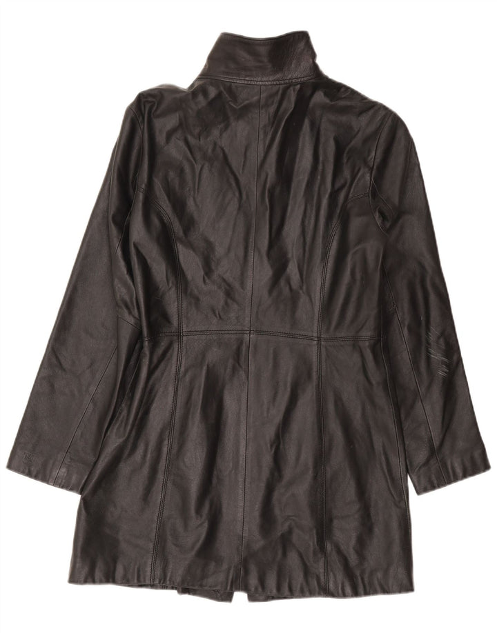 Tommy Hilfiger Womens Leather Coat UK 16 Large Black Leather