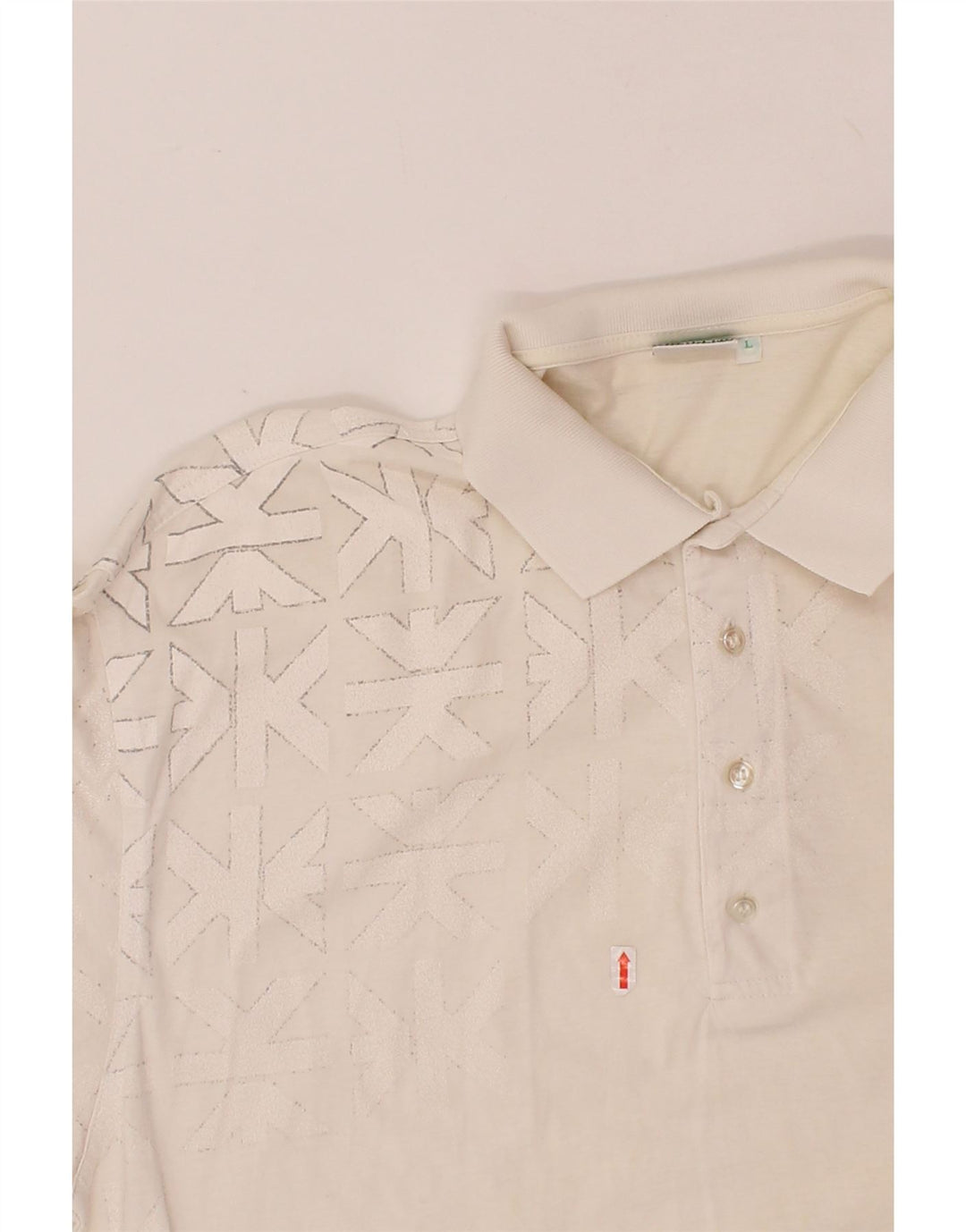 DIADORA Mens Abstract Pattern Graphic Polo Shirt Large White Cotton Vintage Diadora and Second-Hand Diadora from Messina Hembry 