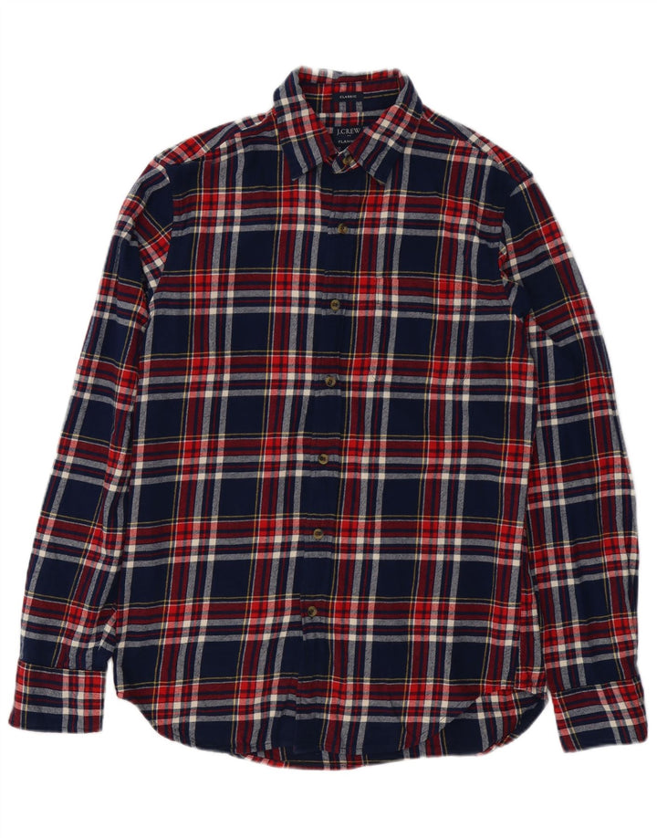 J. Crew Mens Classic Fit Flannel Shirt Small Navy Blue Check Cotton