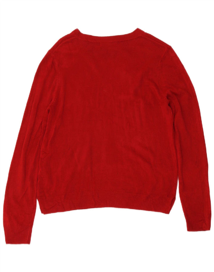 Marks & Spencer Dame sweater med rund hals DK 14 Medium Rød Akryl