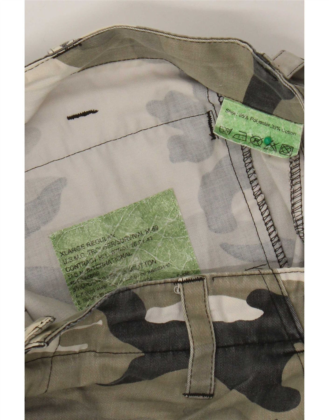 Short Cargo Vintage Homme XL W38 Kaki Camouflage Polyester
