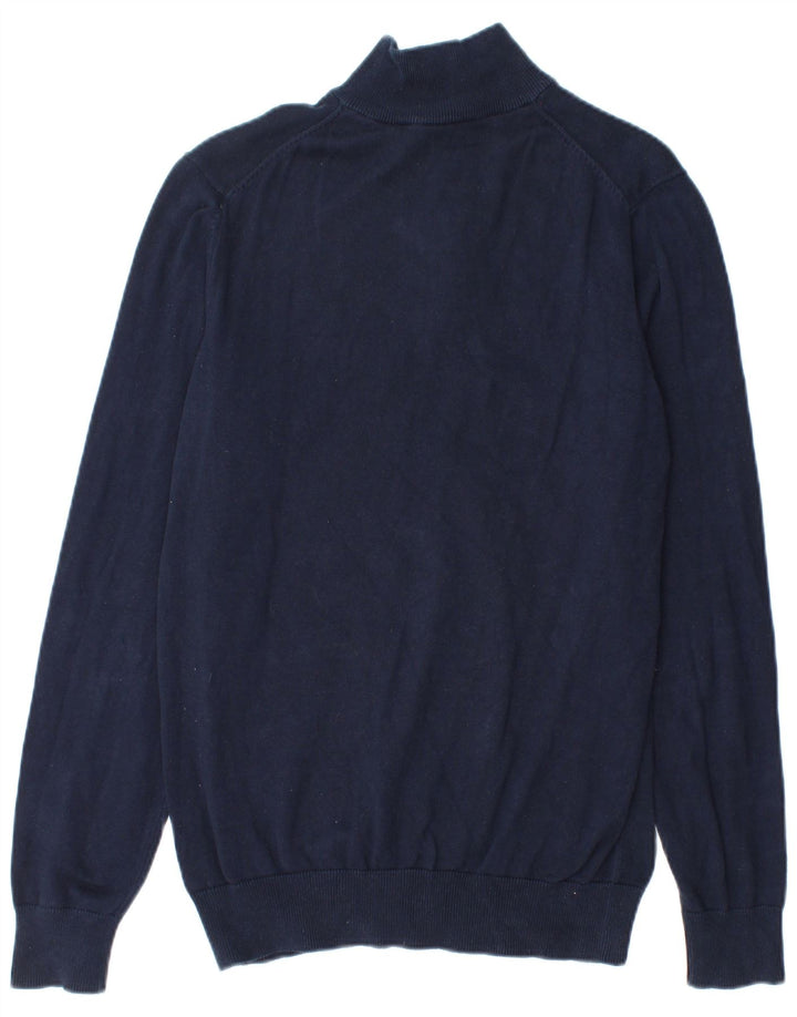Crew Clothing Mens Zip Neck Jumper Sweater Medium Navy Blue Cotton