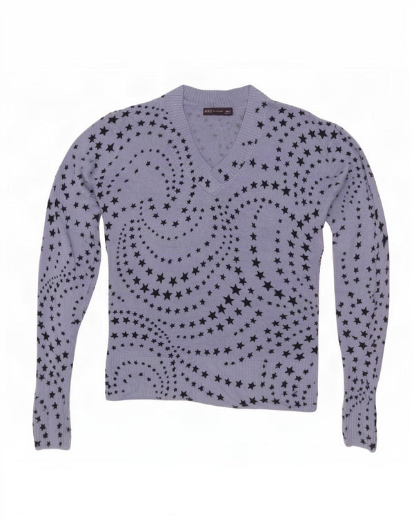 Marks & Spencer Womens V-Neck Jumper Sweater UK 12 Medium Blue