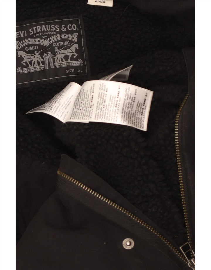 LEVI'S Mens Sherpa Utility Jacket UK 42 XL Black Cotton