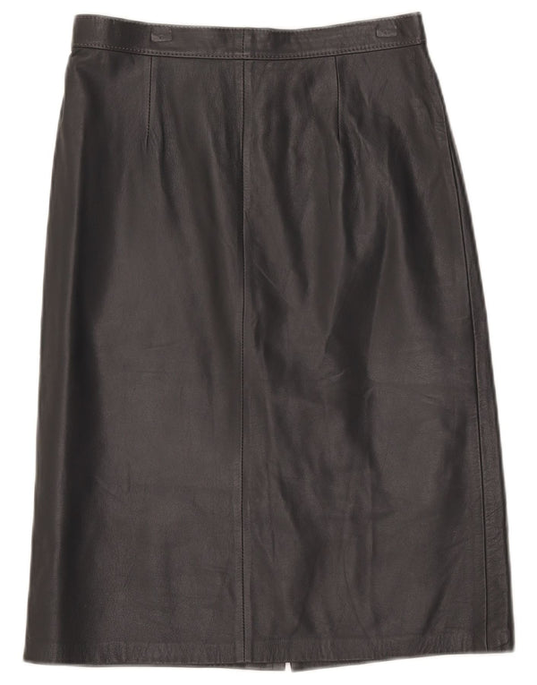 Vintage Womens High Waist Leather Skirt IT 46 Large W28  Grey
