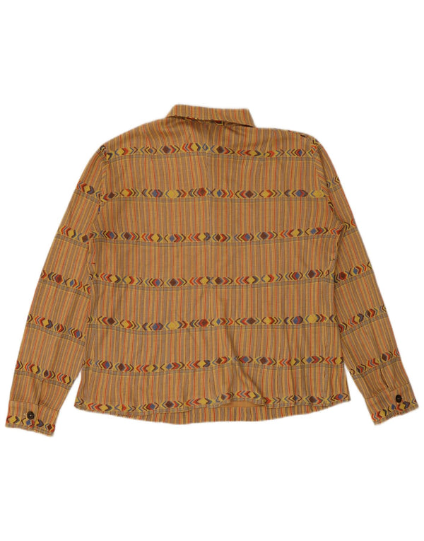 Camicia pullover vintage da donna UK 12 a righe beige medio