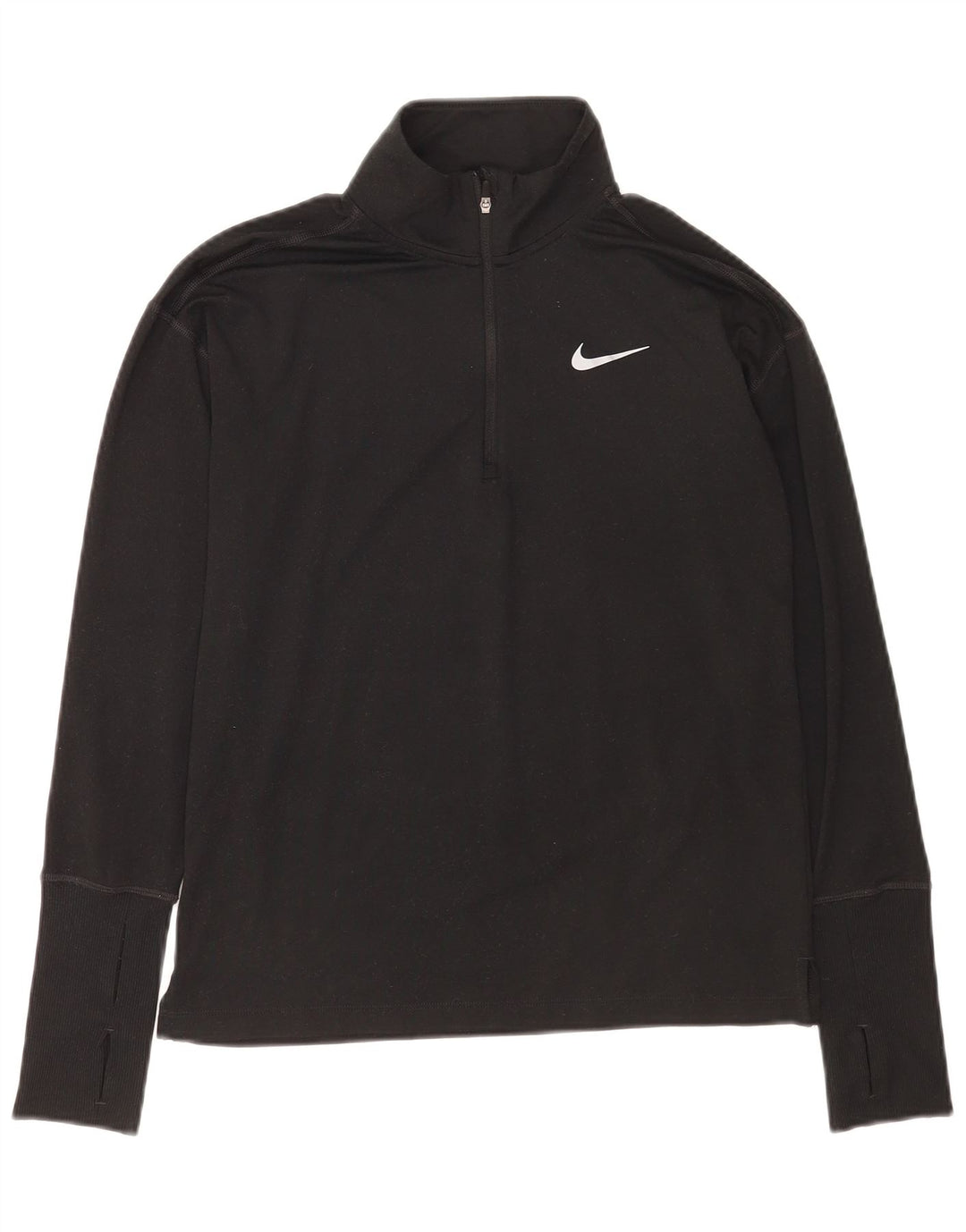 Nike Mens Dri Fit Zip Neck Top Long Sleeve XS Black