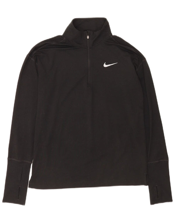 Nike Mens Dri Fit Zip Neck Top Long Sleeve XS Black