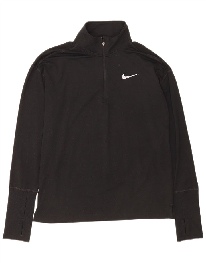 Nike Mens Dri Fit Zip Neck Top Long Sleeve XS Black