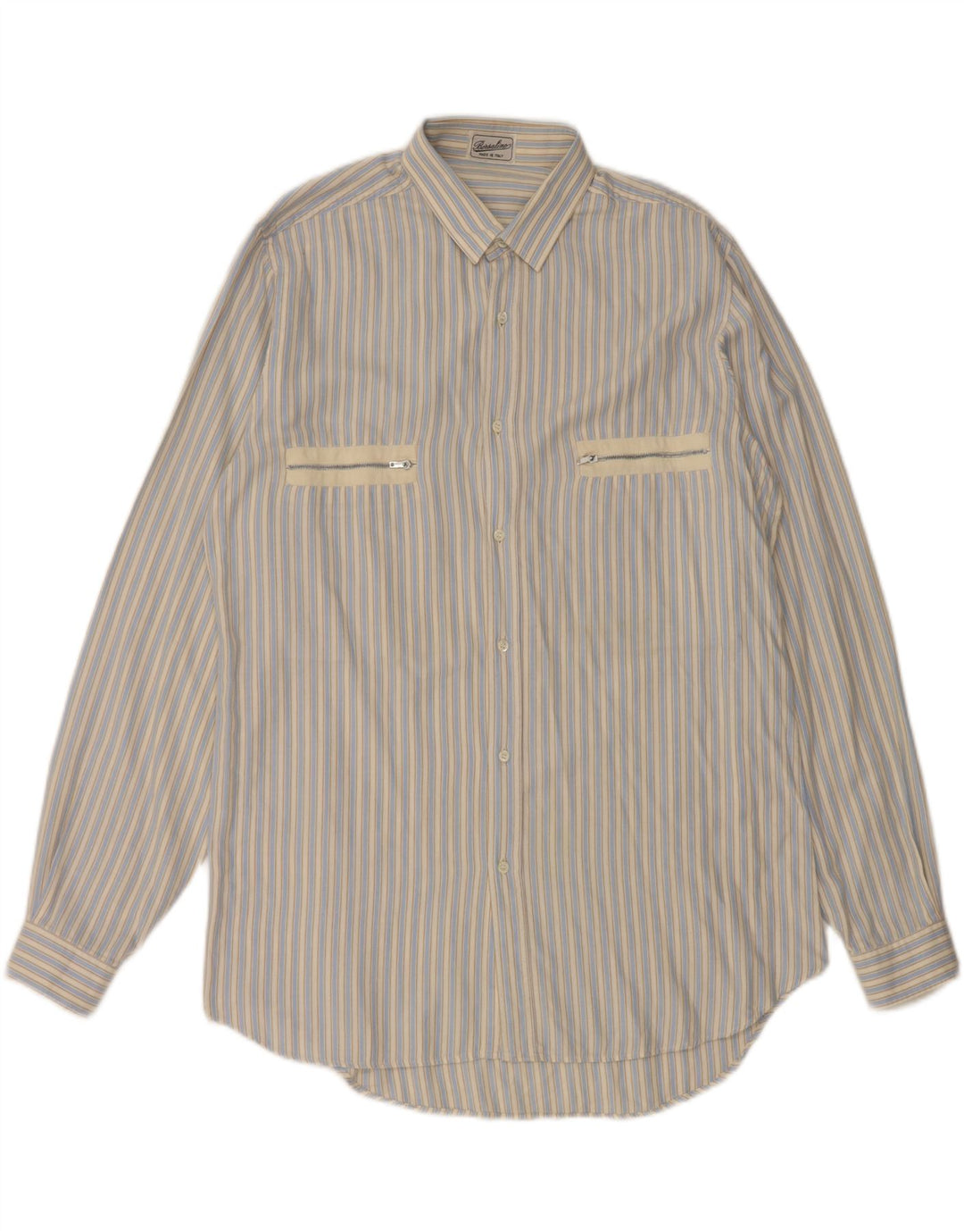 BORSALINO Mens Shirt Size 39 15 1/2 Medium Blue Striped