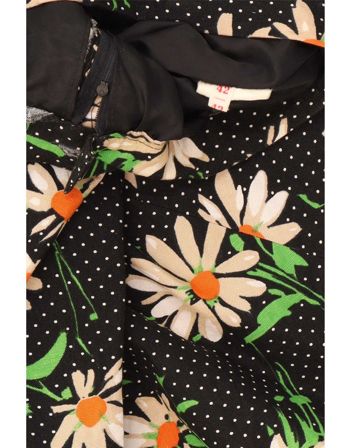 Vintage Womens A-Line Skirt IT 42 Medium W28 Black Floral