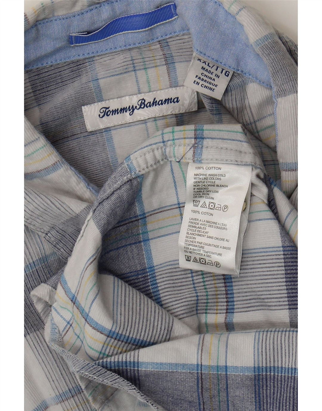 Tommy Bahama Chemise Homme 2XL Bleu Carreaux Coton
