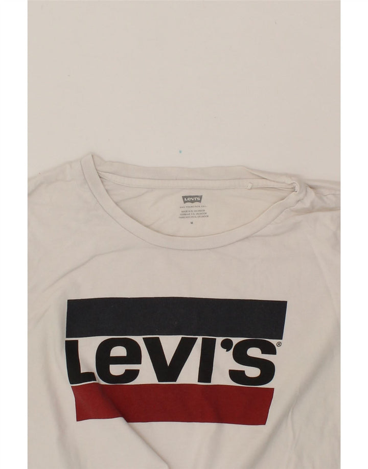 LEVI'S Womens Graphic T-Shirt Top UK 14 Medium White Vintage Levi's and Second-Hand Levi's from Messina Hembry 