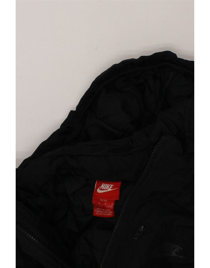 NIKE Boys Hooded Windbreaker Jacket 5-6 Years Medium Black Polyester Vintage Nike and Second-Hand Nike from Messina Hembry 