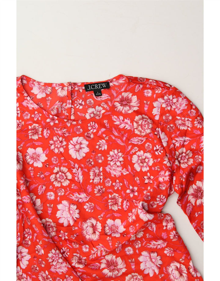 J. CREW Womens Shirt Blouse UK 10 Small Red Floral Polyester Vintage J. Crew and Second-Hand J. Crew from Messina Hembry 