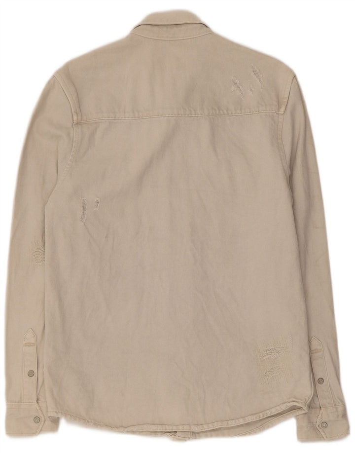 Zara Dame Relaxed Fit denimskjorte lille beige bomuld