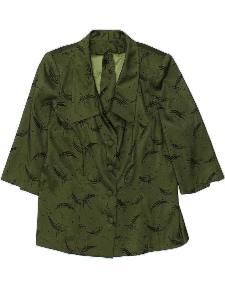 VINTAGE Womens Short Sleeve 4 Button Blazer Jacket UK 14 Large Green Vintage Vintage and Second-Hand Vintage from Messina Hembry 