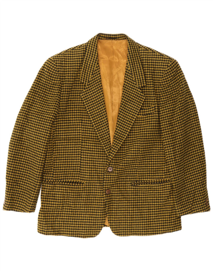 Vintage męska marynarka zapinana na 2 guziki IT 52 XL, poliester w żółtą kratkę
