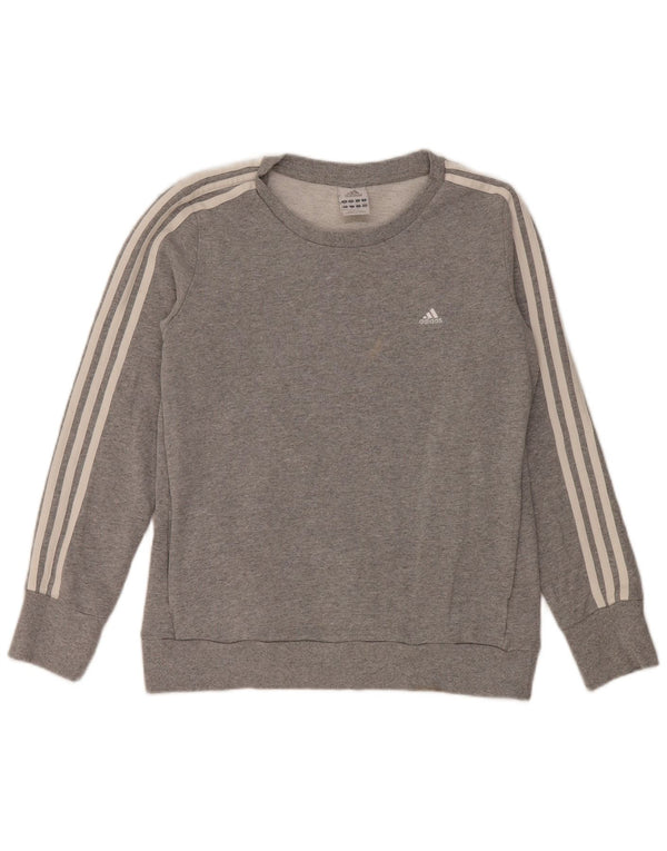Adidas Womens Sweatshirt Jumper UK 12/14 Medium Grey Cotton