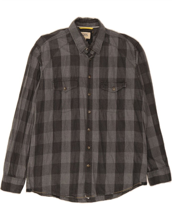 CAMEL ACTIVE Mens Flannel Shirt XL Grey Check Cotton Vintage Camel Active and Second-Hand Camel Active from Messina Hembry 