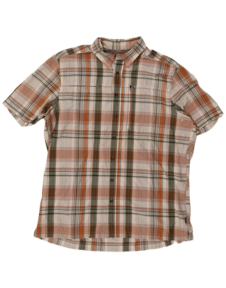 EDDIE BAUER Męska koszula z krótkim rękawem XL, wielokolorowa, poliestrowa kratka