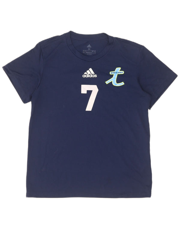 Adidas Dame Indiana Grafisk T-Shirt Top UK 12/14 Medium Navy Blue
