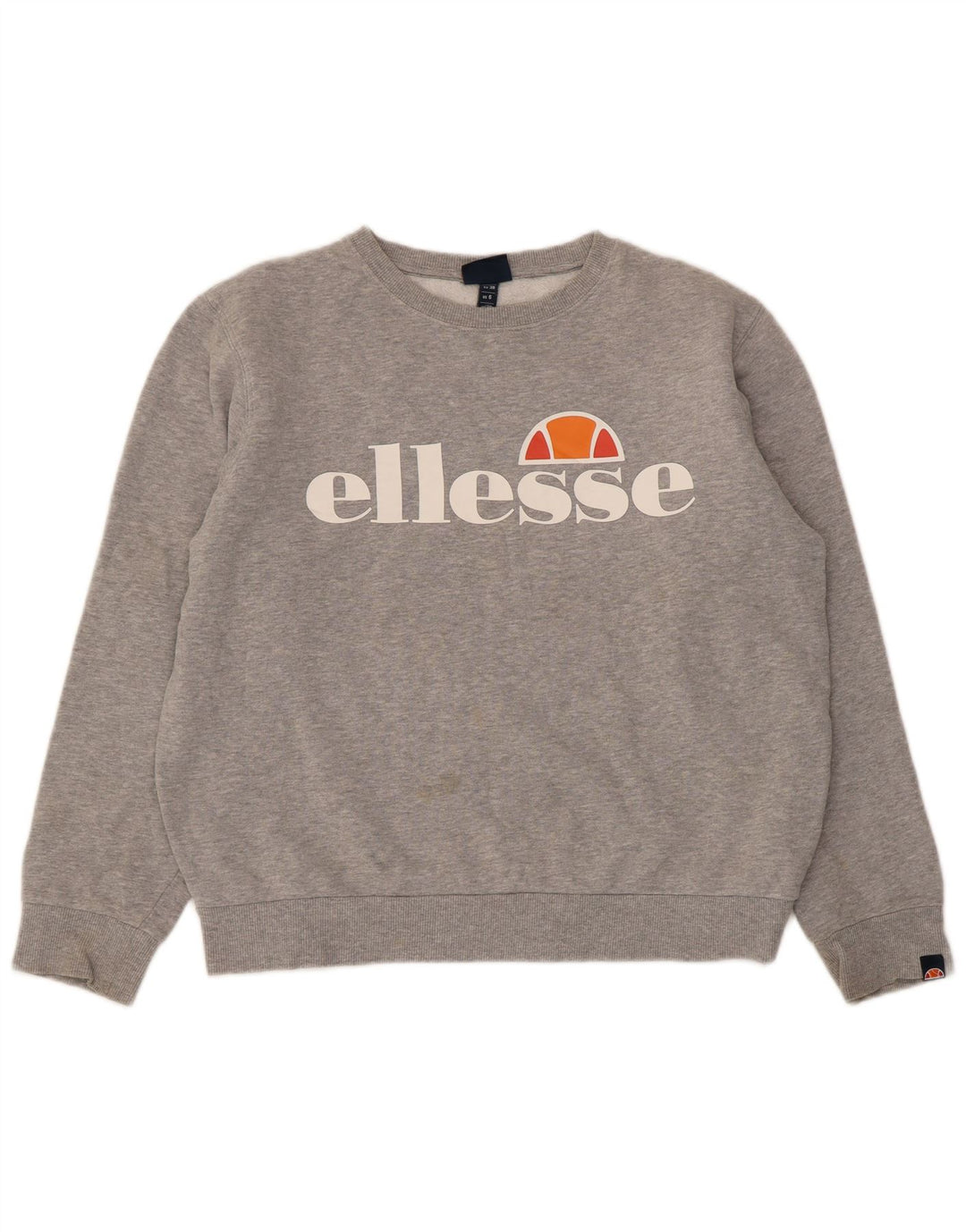 Ellesse Womens Graphic Oversized Sweatshirt Jumper UK 10 Small Grey Flecked