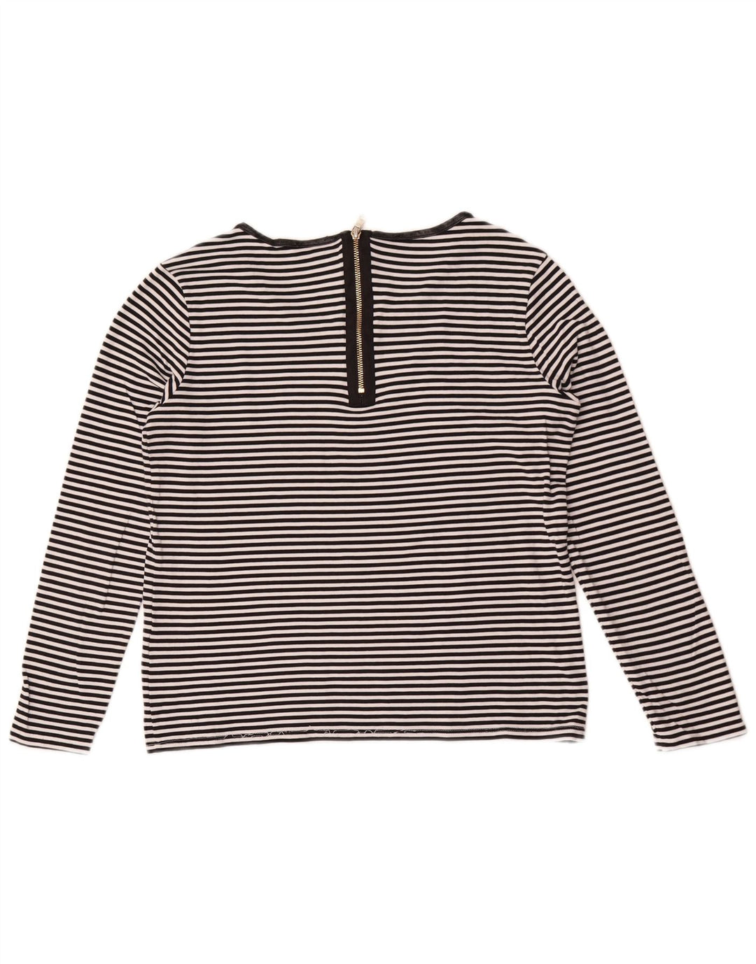 Hugo Boss Damen Top Langarm UK 12 Medium Schwarz gestreift