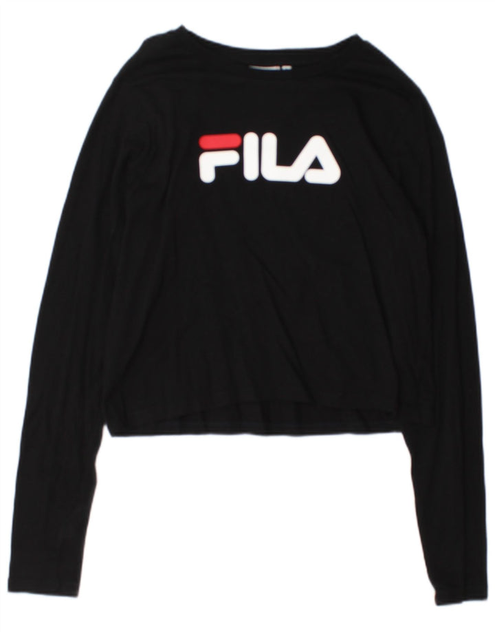 Fila Womens Crop Graphic Top Long Sleeve UK 14 Large Black