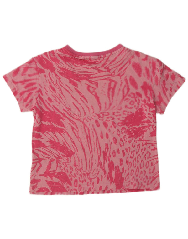 T-shirt corta con grafica Adidas per bambina 13-14 anni in cotone rosa con stampa animalier