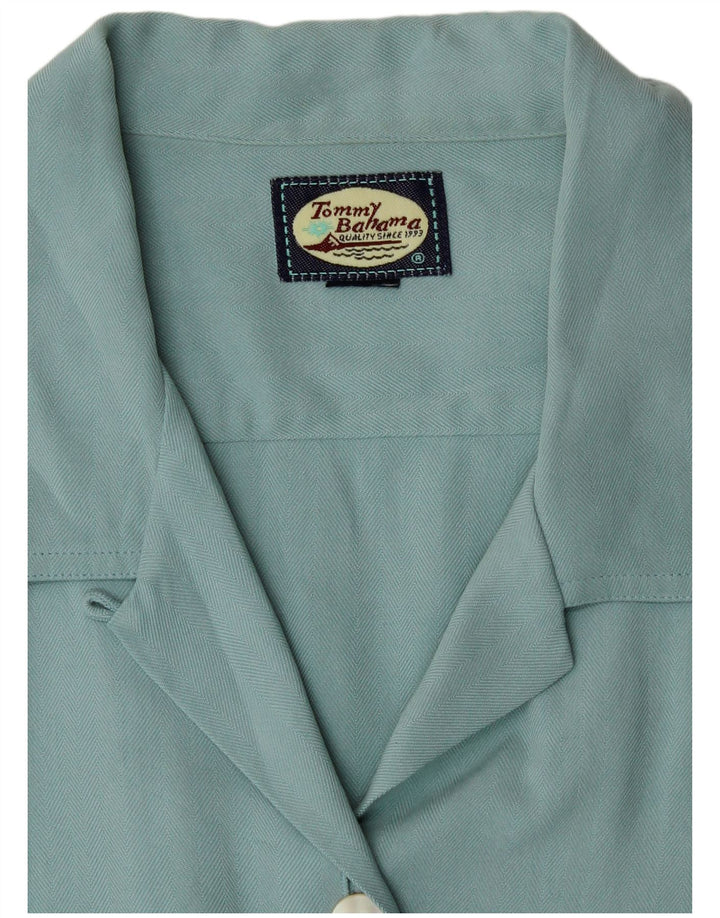 Tommy Bahama Damen Kurzarmhemd UK 12 Mitteltürkis mit Fischgrätenmuster