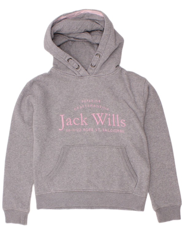 Jack Wills Pulover cu capota cu grafic pentru fete 8-9 ani bumbac gri