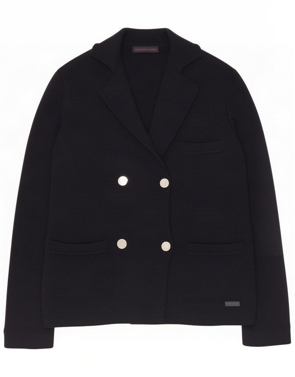 Trussardi Mens Double Breasted Knit Blazer Jacket UK 36 Small Navy Blue