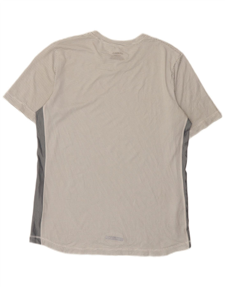 Asics Mens T-Shirt Top Medium White Pinstripe Polyester
