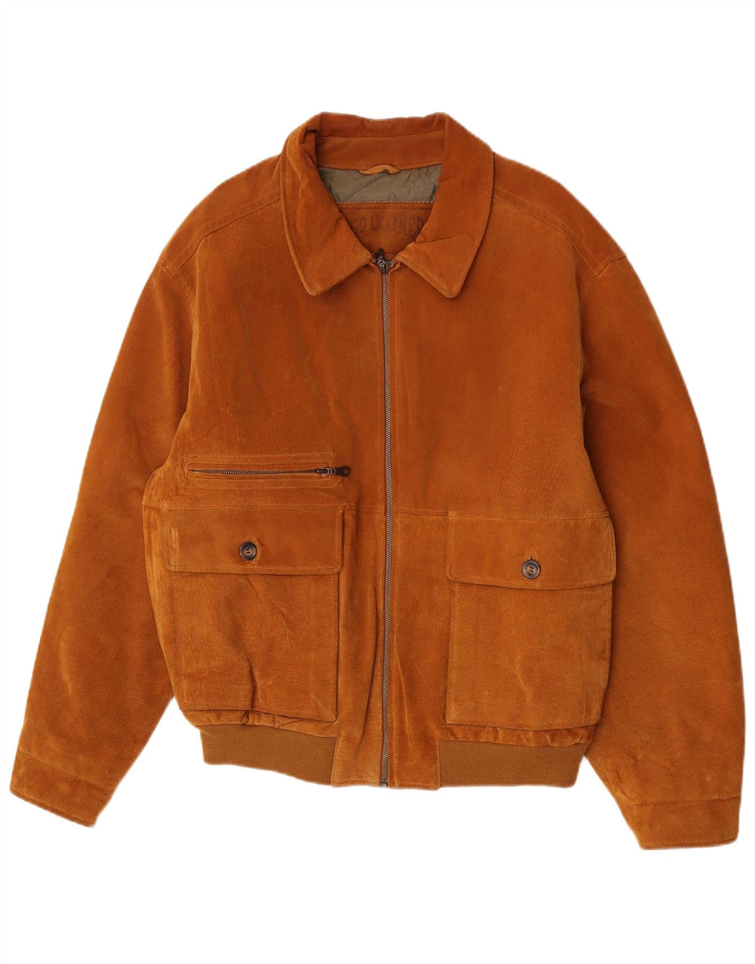 James Dillon Veste bomber en daim pour homme UK 40 Grand cuir beige
