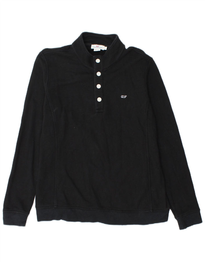 Vineyard Vines Felpa da uomo con collo abbottonato Maglione grande cotone nero
