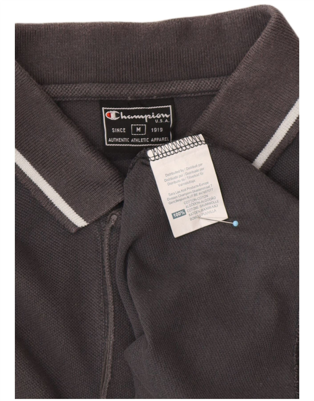 CHAMPION Mens Polo Shirt Medium Grey Cotton