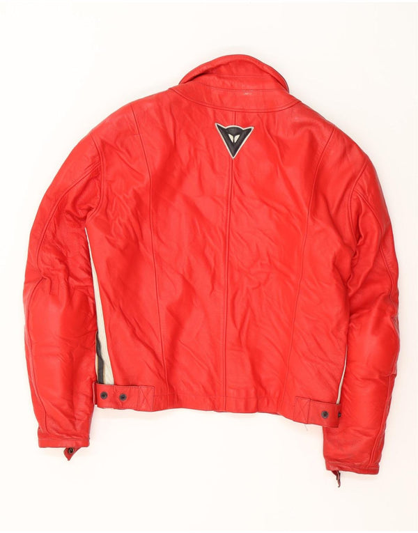 Dainese Mens Leather Racer Jacket IT 50 Medium Red Colourblock