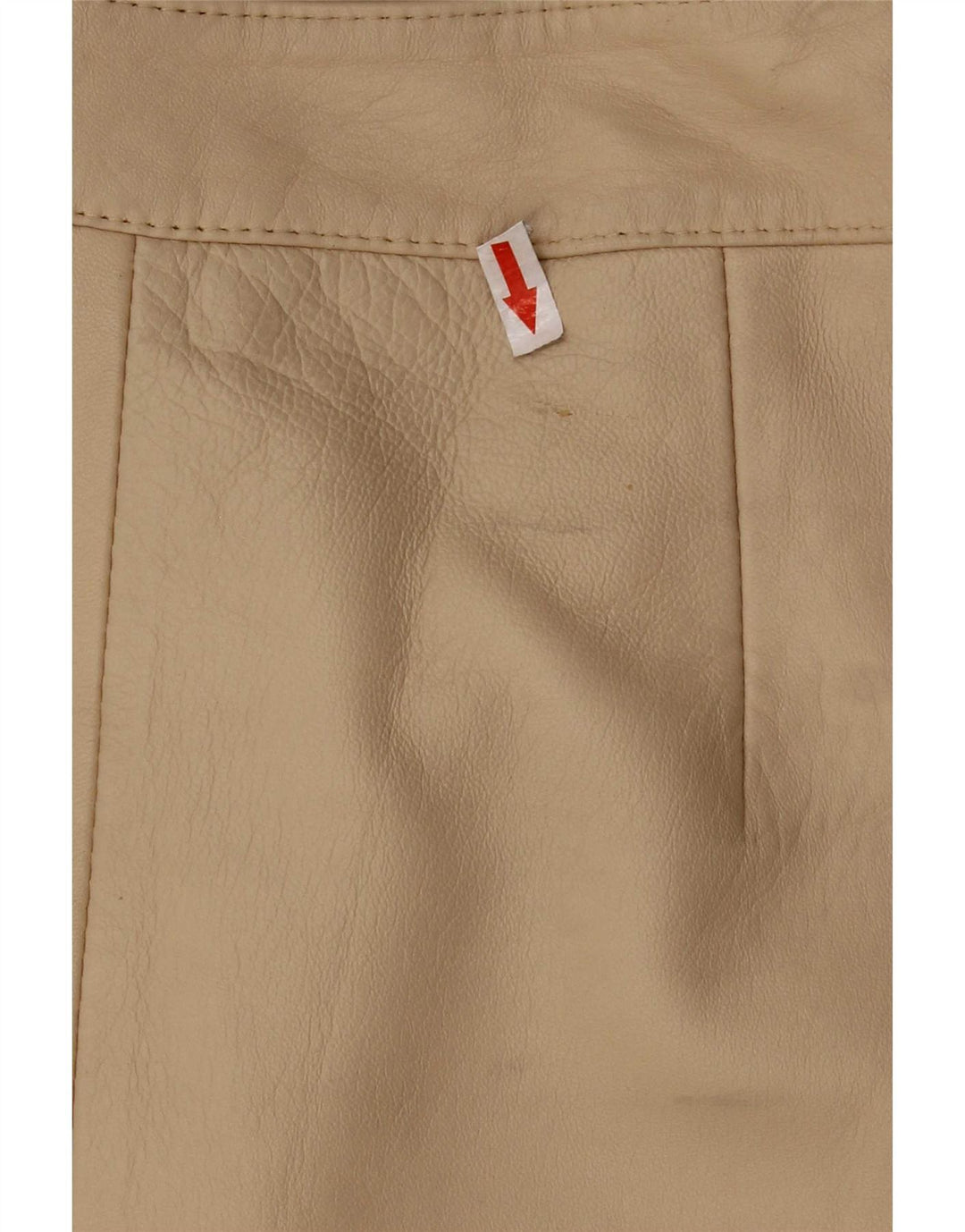 Gonna in pelle da donna vintage UK 12 media W28 Beige