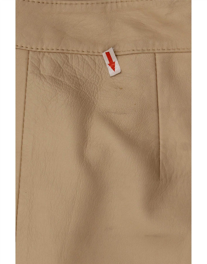 Gonna in pelle da donna vintage UK 12 media W28 Beige