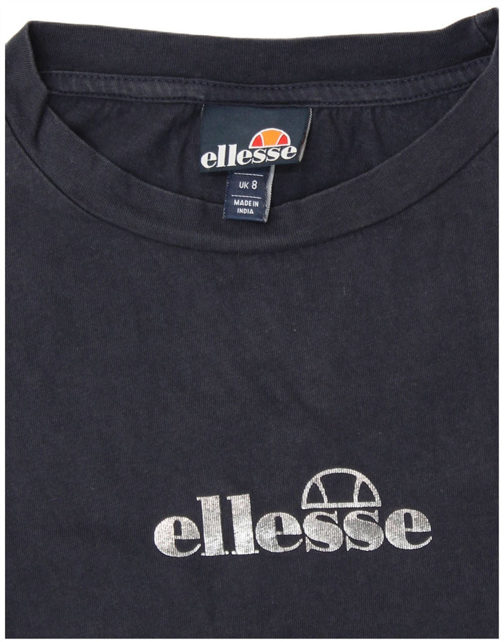 ELLESSE Womens Oversized Graphic T-Shirt Top UK 8 Small  Navy Blue