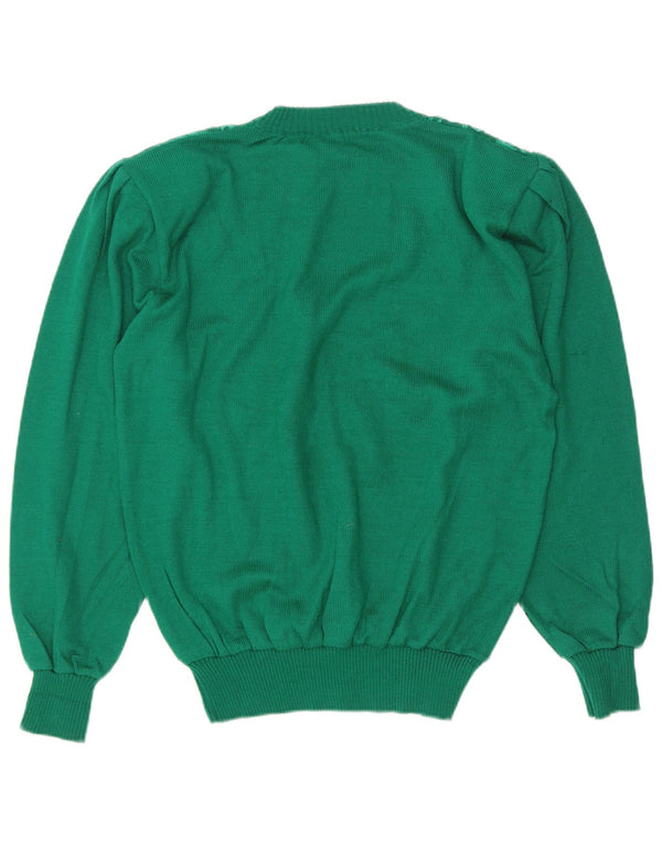 vintage Womens Crew Neck Jumper Pull UK 16 Grand Vert