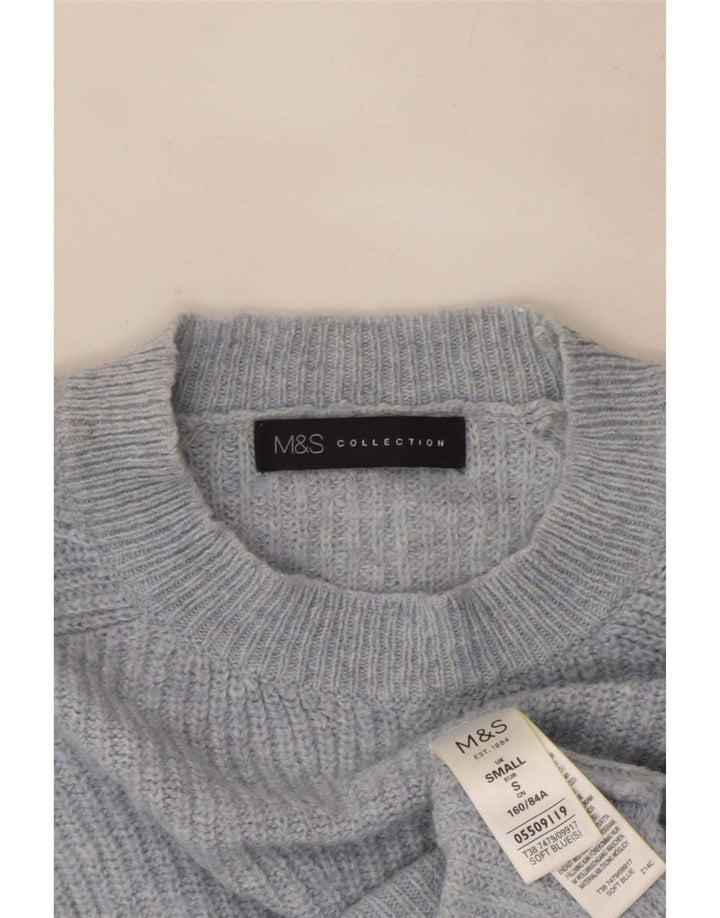 Marks & Spencer Womens Oversized Crew Neck Jumper Sweater UK 10 Small Blue